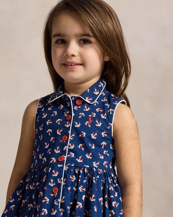 Anchor-Print Cotton Shirtdress