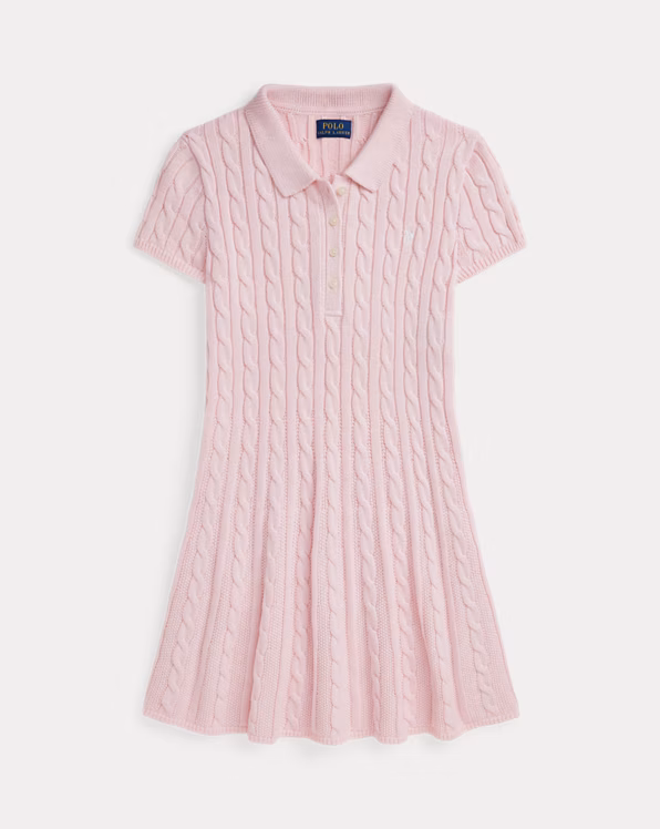 Cable-Knit Cotton Polo Jumper Dress