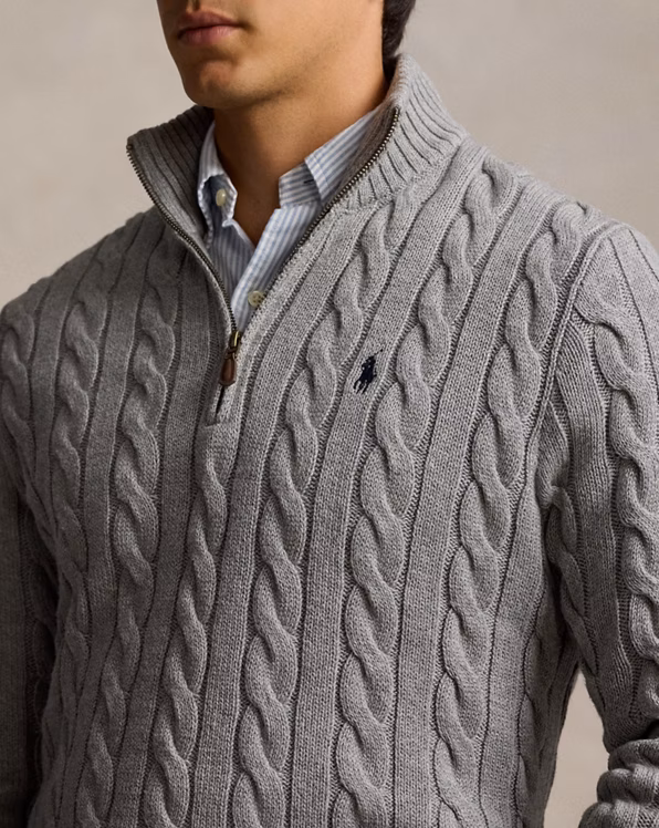 Cable-Knit Cotton Quarter-Zip Jumper