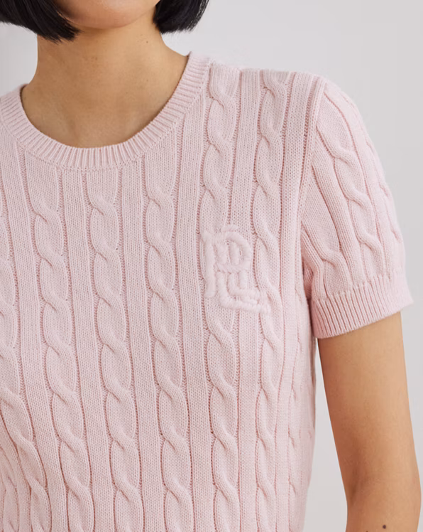 Cable-Knit Cotton Short-Sleeve Jumper