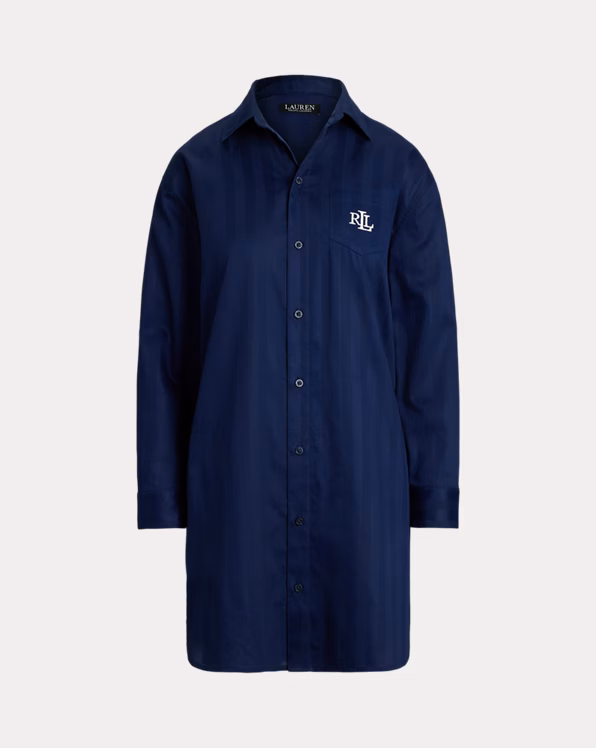 Shadow-Stripe Cotton Sleep Shirt