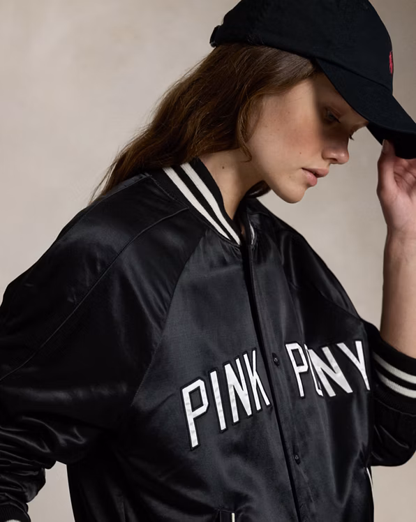 Pink Pony Satin Baseball Jacket