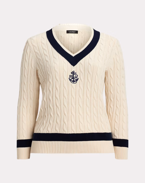 Cable-Knit Cotton Cricket Jumper