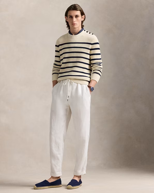 Striped Cotton-Linen Jumper