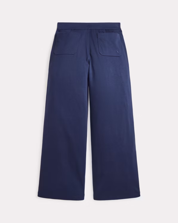 Buttoned Ponte Wide-Leg Trousers