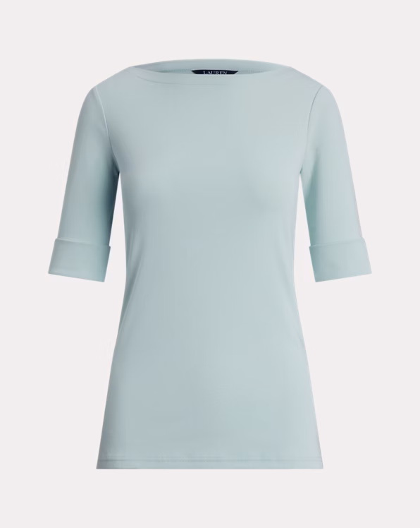 Stretch Cotton Boatneck Tee