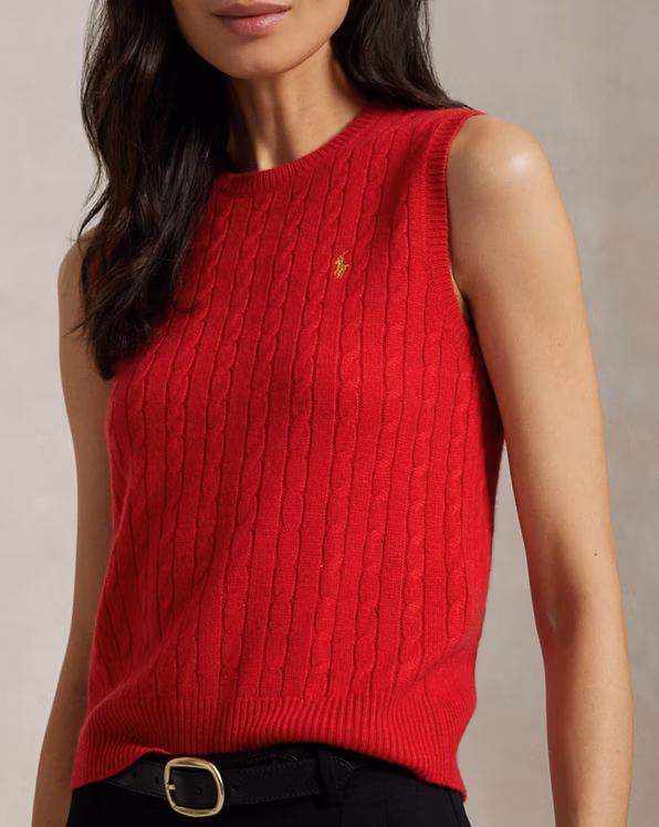 Cable Wool-Cashmere Sleeveless Jumper