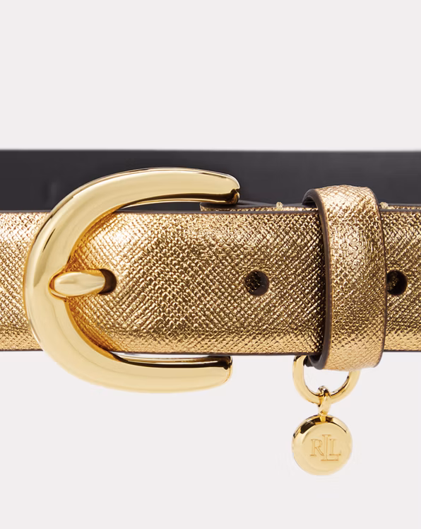 Charm Crosshatch Leather Belt