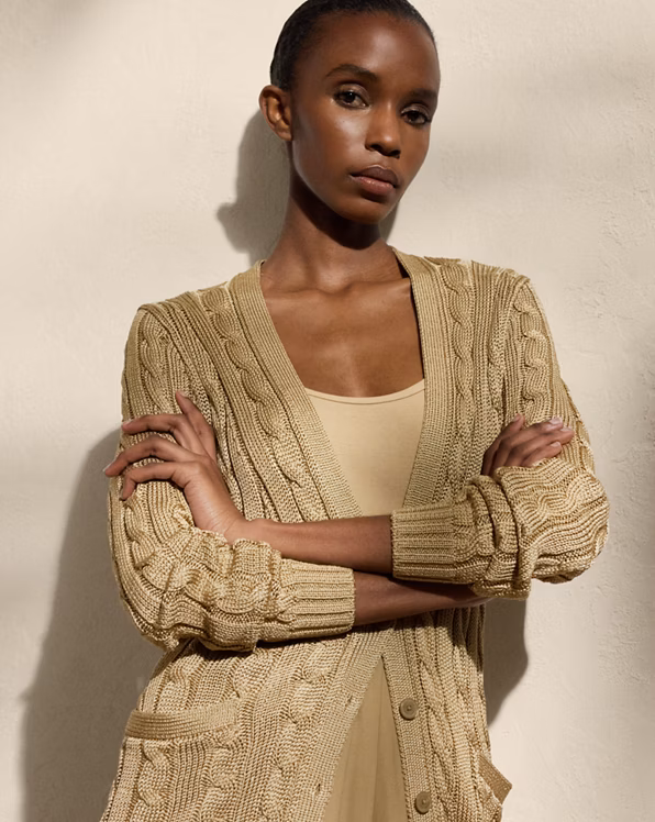 Cable-Knit Silk Cardigan Jumper