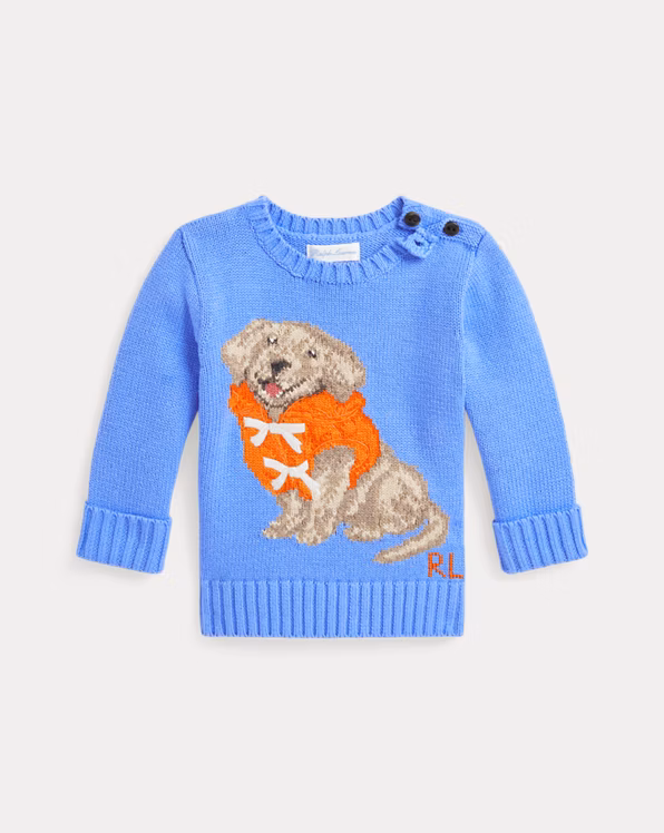 Dog-Intarsia Cotton Jumper