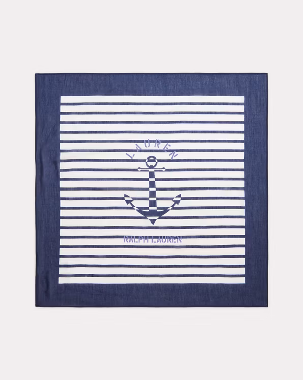 Anchor-Logo Striped Square Scarf