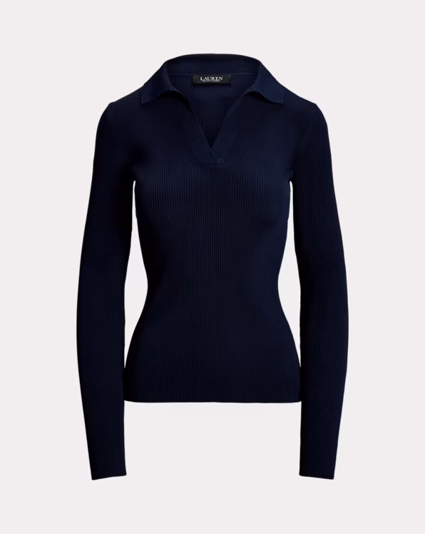 Rib-Knit Polo Jumper