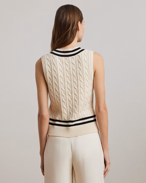 Cable-Knit Cotton Sleeveless Jumper