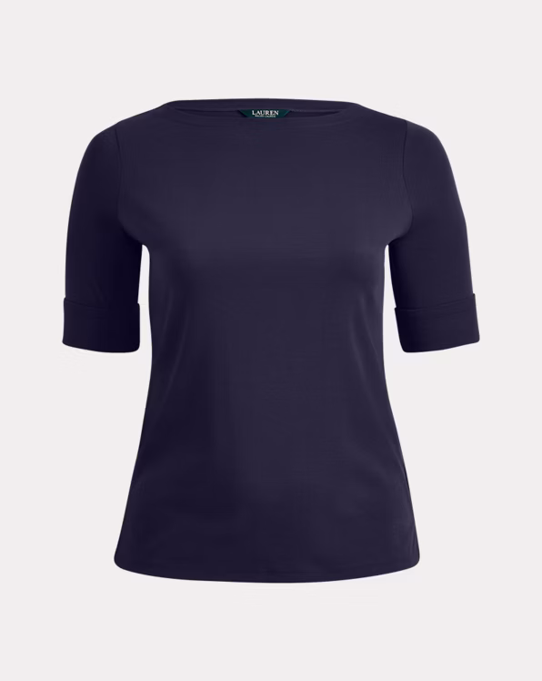 Stretch Cotton Boatneck Top