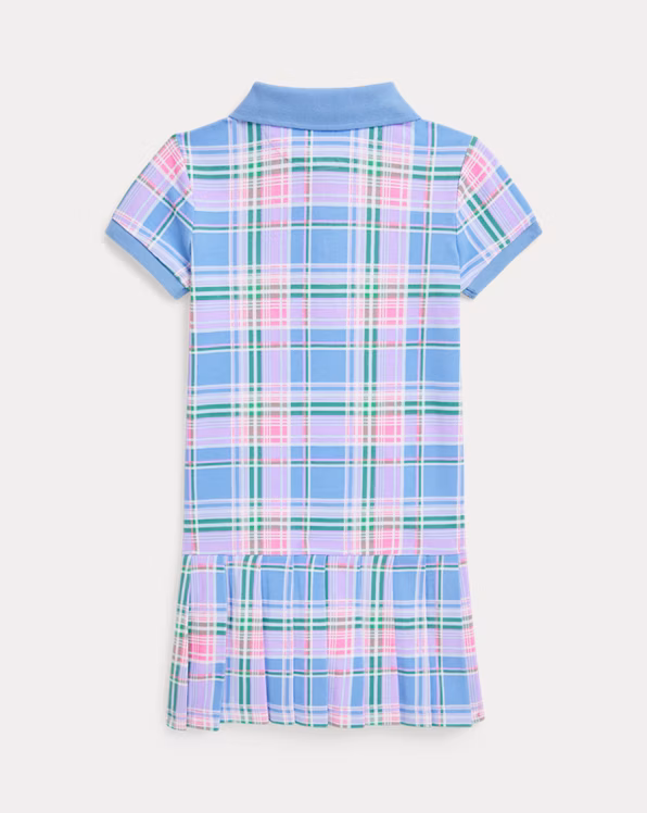 Plaid Cotton Mesh Polo Dress