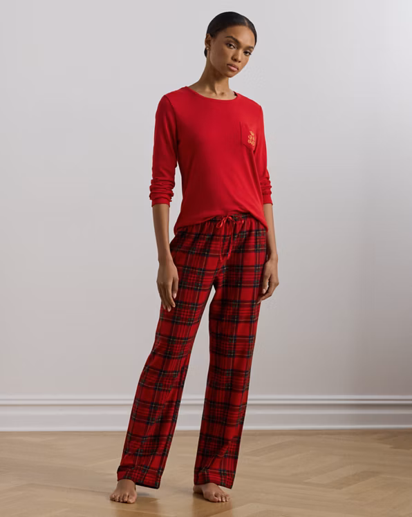 Plaid Knit & Fleece Pyjama Set