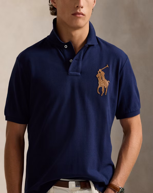 Classic Fit Leather-Pony Mesh Polo Shirt