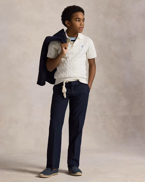 Rope-Stripe Cotton-Silk Suit Trouser