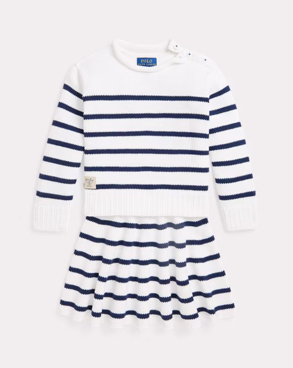 Striped Cotton Jumper & Skirt Set