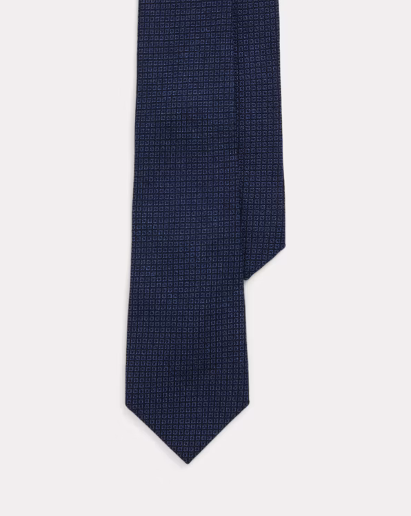 Square-Patterned Silk-Cashmere Tie