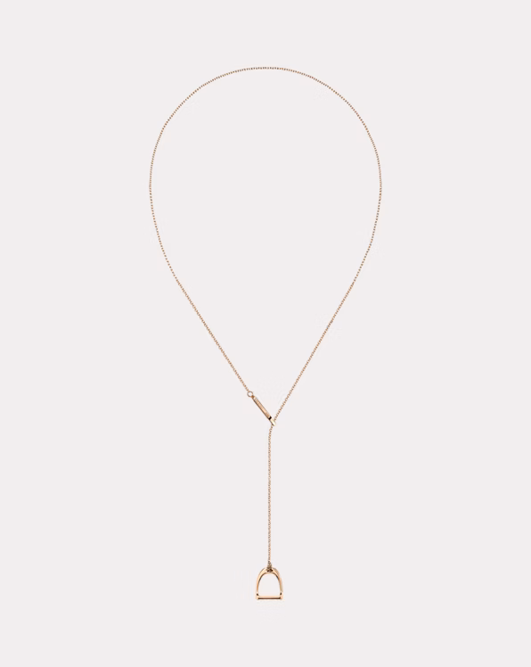 Rose Gold Stirrup Lariat Necklace