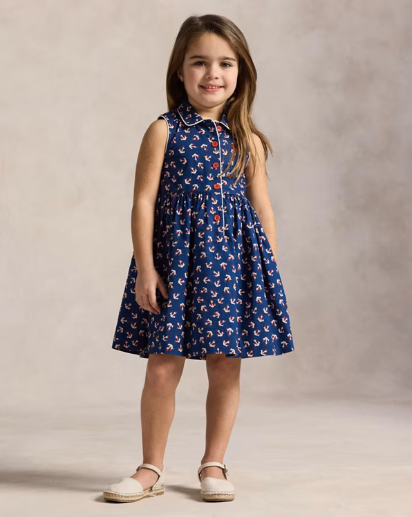 Anchor-Print Cotton Shirtdress