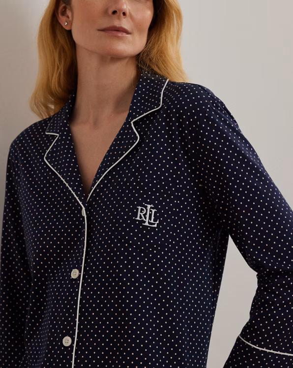 Polka-Dot Cotton Jersey Sleep Shirt