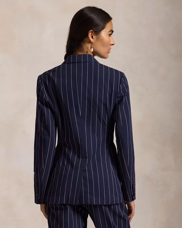 Pinstripe Cotton-Linen Blazer