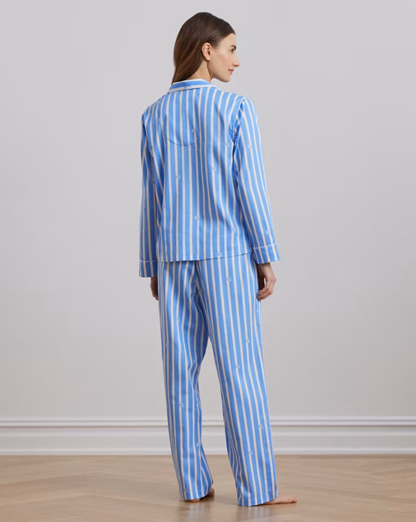 Logo Striped Sateen Sleep Set