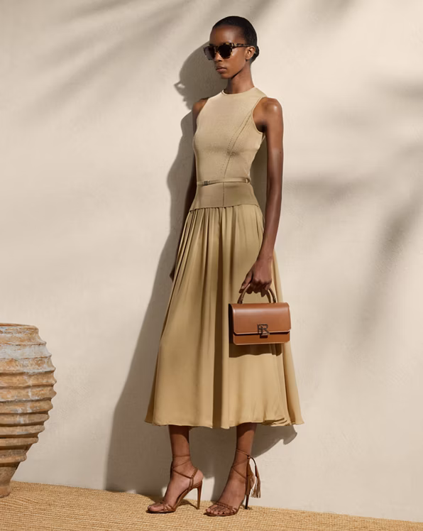 Kynlee Pleated Silk Georgette Skirt