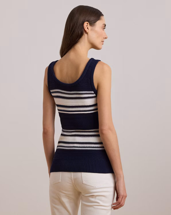 Striped Cotton-Blend Jumper Tank Top