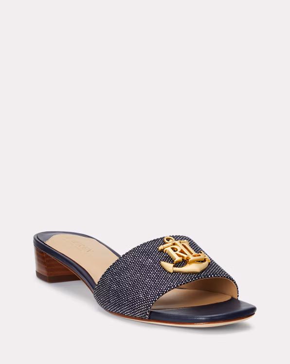 Fay Anchor-Logo Cross-Dyed Canvas Sandal