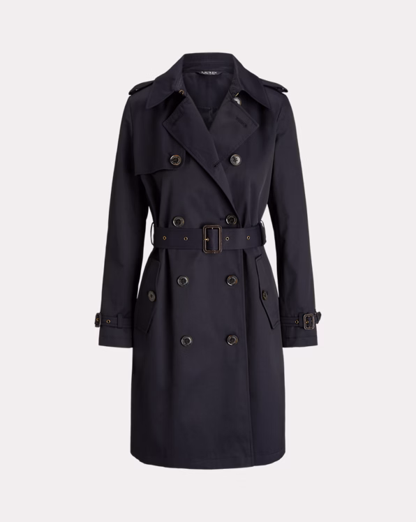 Double-Breasted Cotton-Blend Trench Coat
