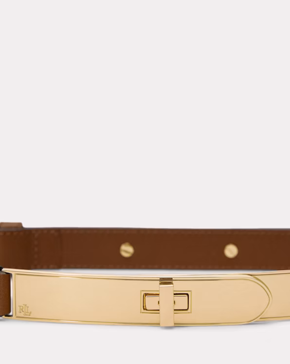 Turn-Lock Skinny Leather Belt