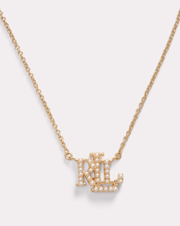 Faux-Pearl Logo Pendant Necklace