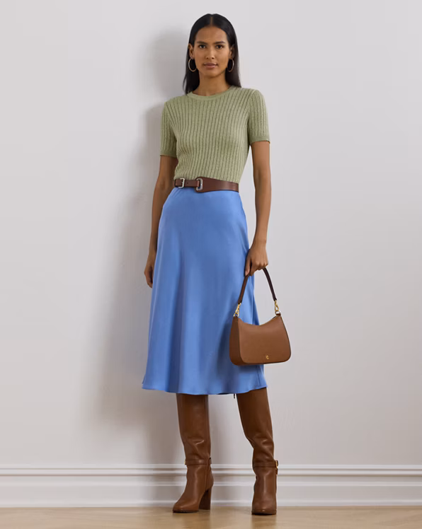 Satin Charmeuse Midi Skirt