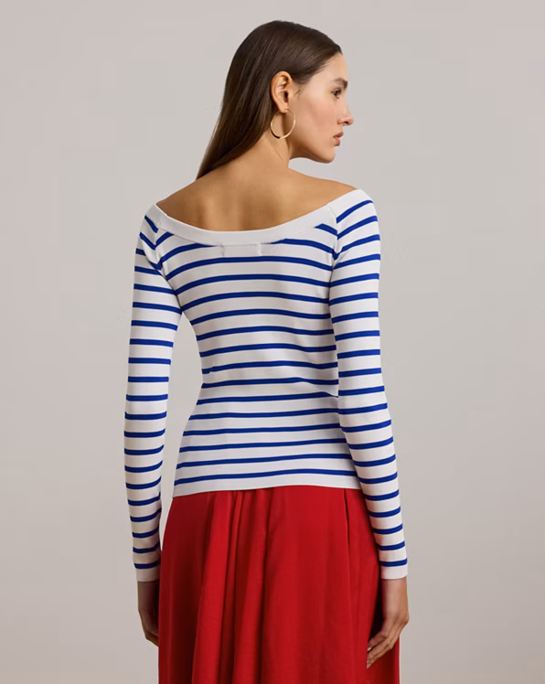 Striped Ballet-Neck Jumper