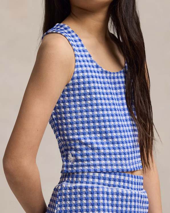 Gingham Double-Knit Top & Skort Set
