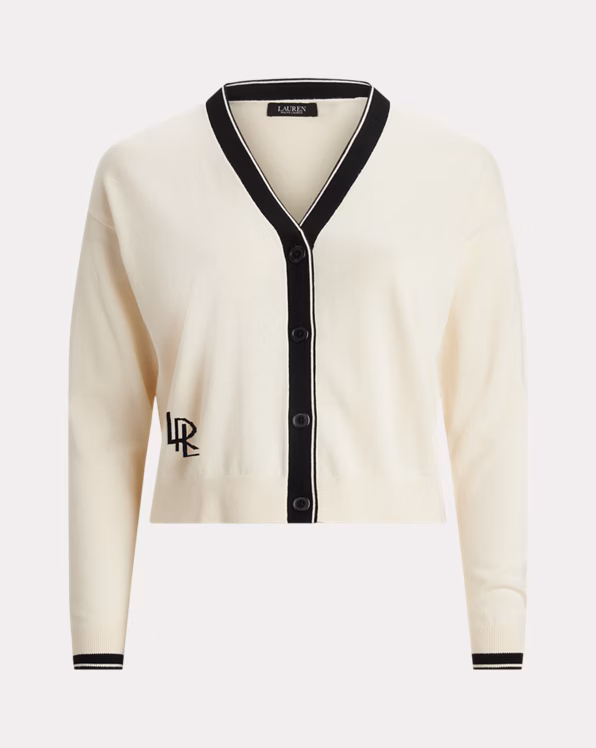 Two-Tone Cotton-Blend Cardigan