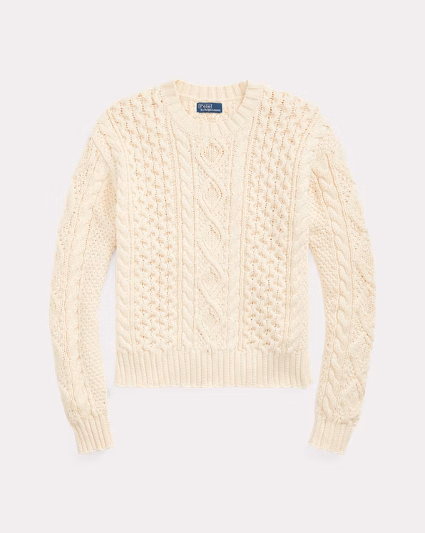 Aran-Knit Crewneck Jumper