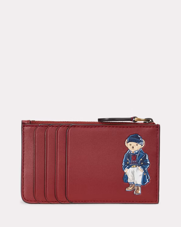 Polo Bear Leather Zip Card Case