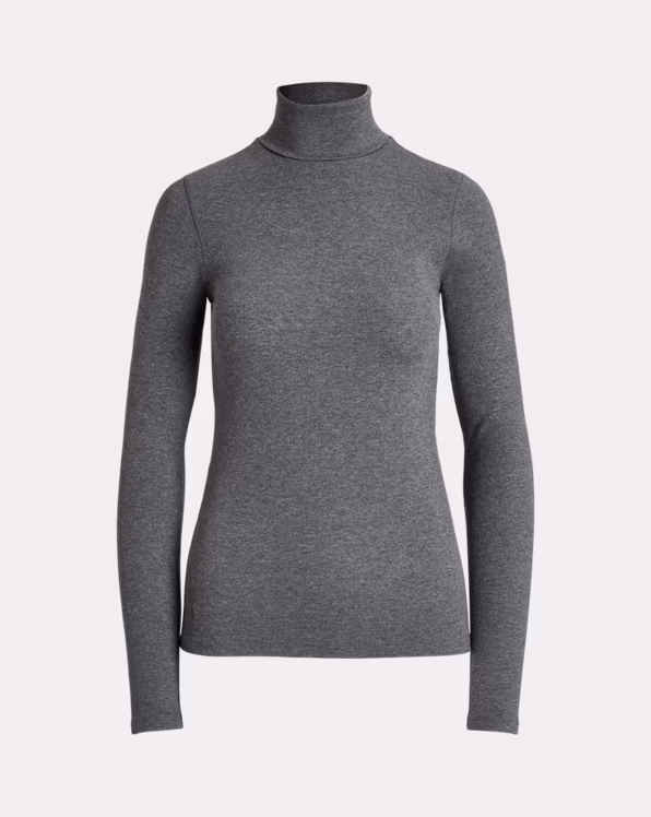 Stretch Rib-knit Roll Neck