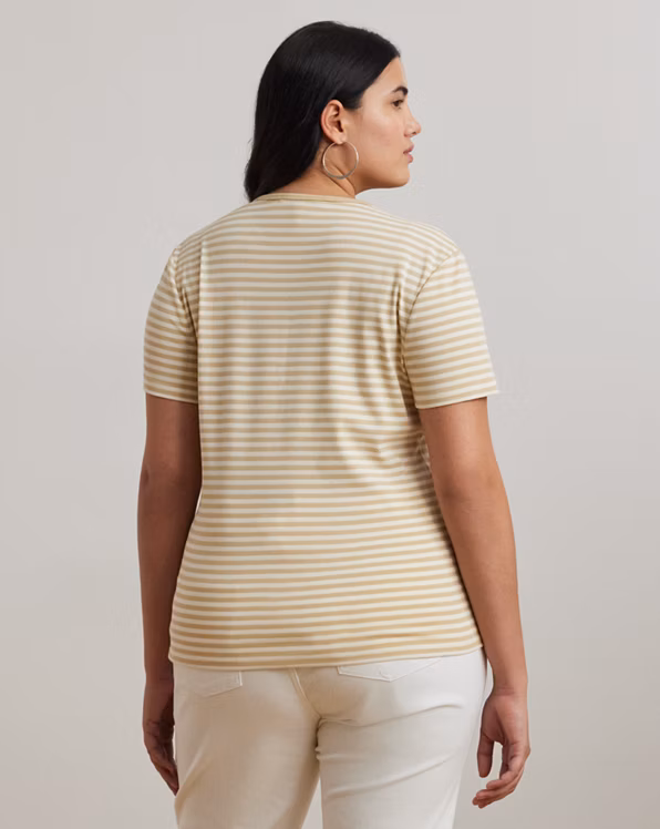 Striped Stretch Cotton Crewneck Tee