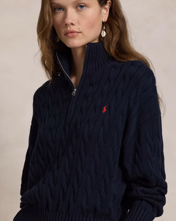 Cable-Knit Cotton Quarter-Zip Jumper