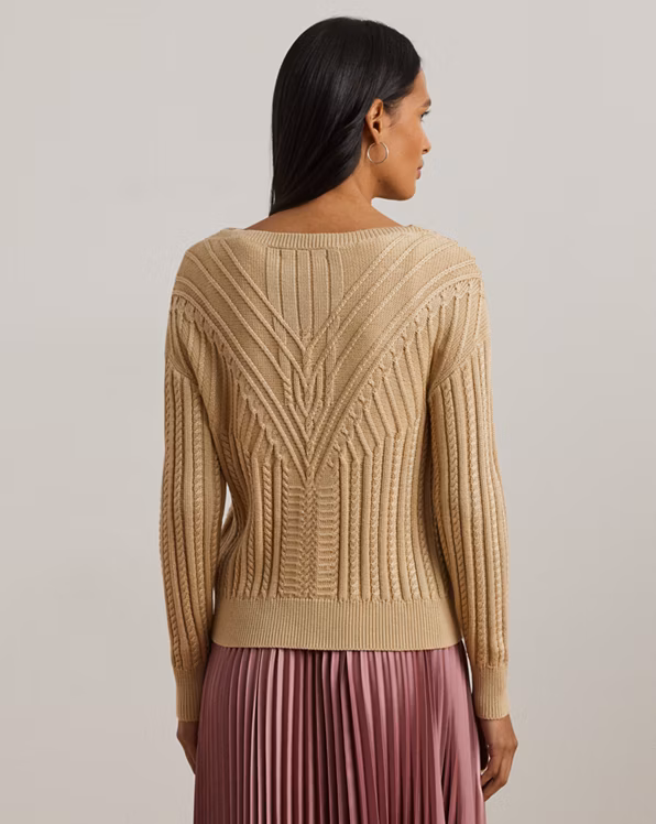 Cable-Knit Cotton-Blend Boatneck Jumper
