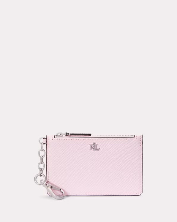 Crosshatch Leather Zip Card Case