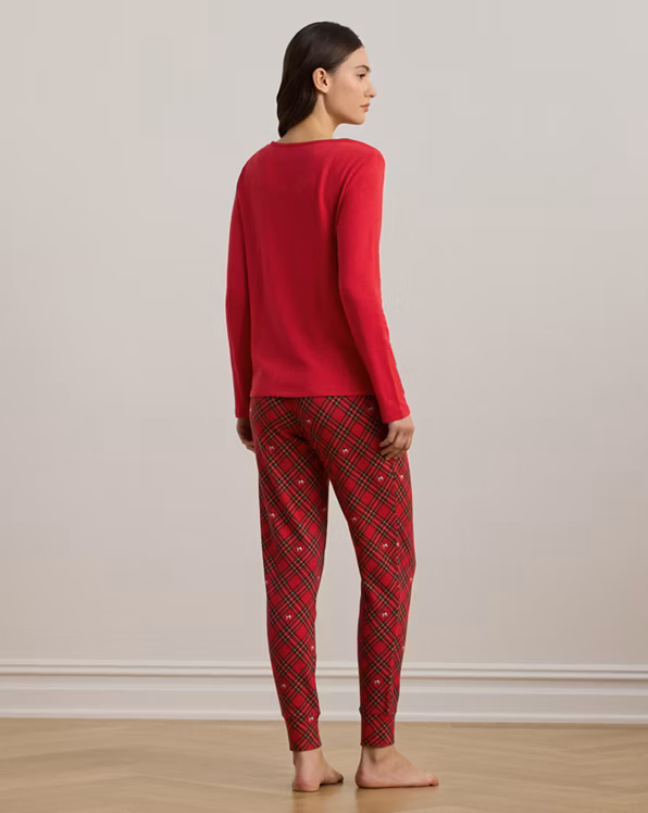 Terrier Plaid Jersey Jogger Pyjama Set