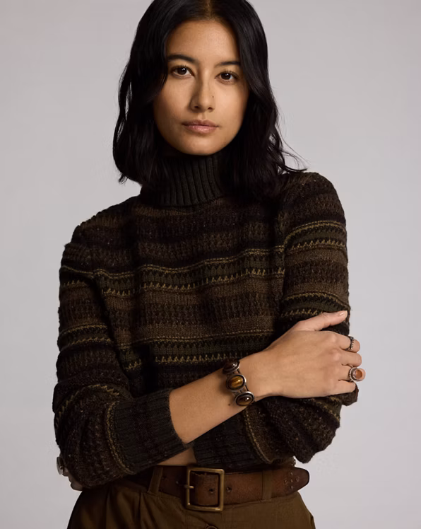 Striped Wool Roll Neck Jumper