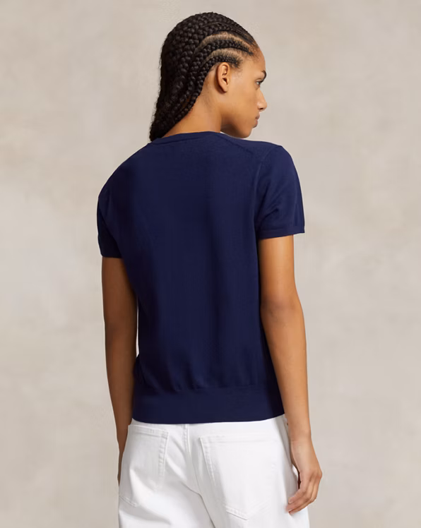 Cotton-Blend Short-Sleeve Jumper