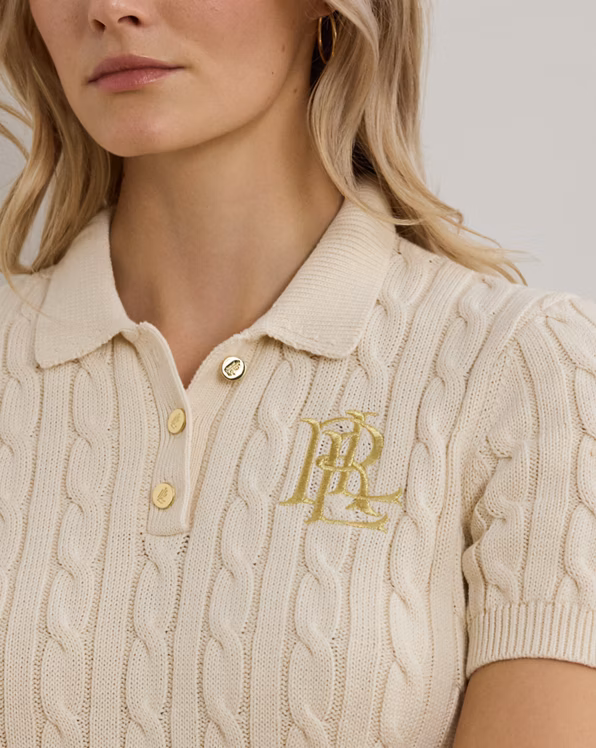 Cable-Knit Cotton Polo Jumper